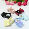 Big Sell 1000Pcs Mixed Color Paper Gift Box 4*4*3cm Square With Bow Jewelry Earrings Ring Packaging Storage Gift Party Boxes Case