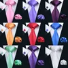 20Color Solid Mens Tie Set Classic Silk Jacquard Geweven Groothandel Stropdas Heren Tie Set Hanky ​​Manchetknopen