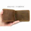 High Qulaity Crazy Leather Retro Men Money Clip Thick Leather Genuine Leather Clip Dollar Price Metal Money Wallet Card Purse