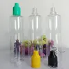 450 pz / lotto Tappi antimanomissione colorati a prova di bambino 120 ml E Liquid Clear Bottiglie vuote PET Bottiglie di plastica 120 ml Per contenitore olio Ejuice