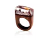 Trendy populaire hars hout houten roos bloeiende geheime bos miniatuur werelden binnen ring voor vrouwen vinger sieraden