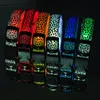 Colliers LED imprimés léopard pour chiens, 100 pièces/lot, clignotants pour animaux de compagnie, en Nylon, 3 tailles, 6 couleurs