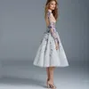 Pure Hoge Hals Prom Jurken Mode Paolo Sebastian Thee Lengte Formele Jurken Avondjurk Sexy Lange Mouwen Applique Korte Avondjurken