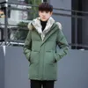 Мужской вниз ветровки зимняя куртка длинные пальто Енот меховой капюшон Мужская верхняя одежда пальто снег куртки теплый утолщение плюс размер одежды 5XL