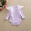 Baby Mädchen Strampler Kinder Kleidung Frühling Herbst Winter Kleinkind Neugeborene Kinder Langarm Spitze Schulter Strampler Infant Overall 4 Farben