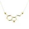 Everfast 10Pc/Lot Chemistry Structure Molecule Pendant Necklace Gold Silver Plated Long Link Chain Anime Women Love Necklaces