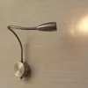 Topoch Duvara Monte LED Lamba 3 W Sert Kablolu Fırçalanmış Nikel Finish Esnek Gooseneck On / Off Anahtarı Dahili Güç Kaynağı Oda Tekne Araba için