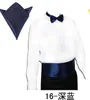 패션 남자 턱시도 복장 나비 넥타이 26 색 단색 Bowtie + Cummerbund 허리 씰링 + 아버지의 날 크리스마스 선물을위한 손수건 주머니