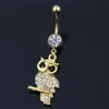 YYJFF D0619 GULD OWL BELLY NAVEL -knappring