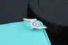 Mooie Prinses Sieraden Plating S925 Sterling Zilver Crystal Diamond Ring Zirkoon Trouwring Maat US6 / 7/8/9