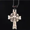 24Pcs Imitation Bovine Bone Skull Cross Pendant Wax Cord Necklace Women & Men Engagement Fashion Jewelry Accessories C-20238U