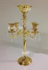 ferro ouro 75cm * W48cm, ouro 5 Chefes de cristal candelabros, vela Holder, peça central do casamento, castiçal tigela flor com pingentes