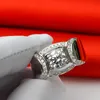 2016 Nieuwe Mode-sieraden Hot 925 Sterling Zilver Ronde Cut Topaz Gesimuleerde Diamond Edelstenen Wedding Band Mannen Ringen voor Minnaar Gift Size7-13