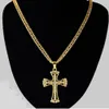 Iced Out Cross Pendant 18K Gul Guldfylld Mens Crucifix Hängsmycke Kedja Halsband