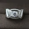 Vecalon 새로운 디자인 독특한 보석 남자 웨딩 밴드 링 2CT 시뮬레이션 된 다이아몬드 CZ 925 스털링 실버 남성 약혼 손가락 반지