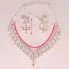 Luxus Strass Brautschmuck Sets Perlen Silber Kristalle Hochzeit Halsketten Und Ohrringe Für Braut Prom Abendgesellschaft Zubehör