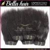 100% cabelo malaio tece extensões de cabelo de trama de cabelo humano 8 ~ 30inch 3 pçs / lote yaki cor natural bellahair