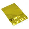 100 Unids / lote Gold Zip Lock Sellado térmico Bolsa de aluminio Doypack Paquete con plástico transparente Ventana Stand Up Golden Mylar Bolsas Ziplock