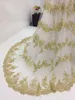 Stunning Ivory and Gold Wedding Dresses A Line Spaghetti Straps Colorful Wedding Dress Sparkly Gold Lace Appliques Corset Back Bridal Gown