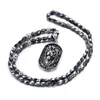 New Design Health Hematite Ball Chain 316L Stainless Steel Biker Lion Head Pendant With Necklace Chain 28'' Men's Jewelry