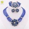 African Bead Jewelry Sets Gold Plated Jewelry Big Flower Crystal Jewelry Sets Women Fashion Necklace Bracelet Earrings Sets