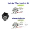 16mm 12V Power / Angel Eye LED Metal Push Button Switch latching / momenty B00459