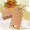 Darmowa Wysyłka! 100p Brown 9.5 cm Prostokąt Tagi Kraft z Sznurki Sznurki Favor Prezent Tags Wedding Party Favors Supply Gift Card