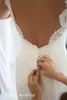 Steven Khalil White Fluffy Tulle Wedding Dresses New Arrival Mermaid Lace Cap Sleeve Formal Long Bridal Party Gowns