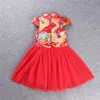 Einzelhandel Mädchen Kleid Neujahr Chinesischen Stil Drachen Rotes Kleid für Baby Mädchen Prinzessin Party Kleid Kinder Neujahr Geschenk Kinder kleidung