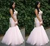 2018 New Pink Long Evening Dresses Wear Sweetheart Beaded Crystals Mermaid Formal Prom Gowns Corset Back Long Red Carpet Runaway Party Dress