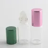 Tubo de botella enrollable de vidrio de 5ML/5 gramos con tapa de aluminio Bola de rodillo de vidrio de 5CC Muestra de botella transparente Perfume de fragancia 6 colores