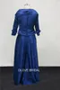 Royal Blue Taffeta Moeder van de bruid jurk met 34 lange mouwen echte po bruiloft gastjurk een lijnvloer Legnth -jurken1632732