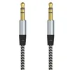 CAR O AUX Extention Cable Nylon flätad 3ft 1M WIRED AUXILIARY STEREO JACK 3,5 mm Manlig ledning för Andrio Mobiltelefonhögtalare5788204