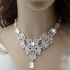 Women Fashion Crystal Wedding Earrings Jewelry Adjustable Pendant Necklace Bridal Jewelry Sets Accessories