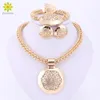 2016 Latest Fashion African Jewelry Set Round Pendant Gold Plated Dubai Big Necklace Earrings Wedding Sets Gift For Women