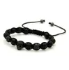 10pcs/lot 8mm Natural Matte Agate Stone Black Cz Heart Skull Braided European American Weaving Mens Bracelets