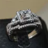 تصميم الأزياء 10KT الذهب الأبيض ملأت الأحجار الكريمة الماس مقلد الزركون المجوهرات للمرأة المشاركة زواجهما خواتم فرقة فنجر