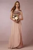 Two Pieces Bhldn Sequins Country Dresses Cheap Jewel Neck Cap Sleeve Sweep Train Plus Size Long Bridesmaid Dress