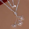 Brand new Tai Chi hang three butterfly sterling silver plate necklace SN043,hot sale fashion 925 silver pendant necklace factory direct sale