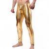 Hurtownia-2020 Mężczyzna Wygodne Wygodne Wydajność Scena Tajne spodnie elastyczne Jasne Kolor Skórzane Srebrne / Złoto / Niebieskie Długie Tonowanie Legginsy