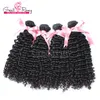 4 stks / partij Indian Menselijk Hair Extensions Natuurlijke Zwarte Dyable Curly Wave Menselijk Haar Weven 7A Greatremy Factory Prijs Drop Shipping Hair Inslag