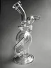 2017 High Quality double ball Glass Water Pipes Global Base Vortex Recycler Oil Rigs Smoking Pipe 2 Function Glass Bongs 14 mm Glass Bowl