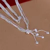 Free shipping women's gemstone 925 silver Necklace(with chain) 6 pieces a lot mixed style,bead flower sterling silver Necklace DFMN50