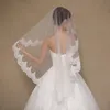 Velos de novia cortos de tul de encaje de una capa, accesorios de boda para niñas, velo de encaje blanco marfil en Stock