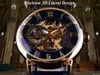 Формирование 3D логотип гравировки часов Men Top Brand Luxury Gold Watch Men Mechanical Skeleton Watch Relogio Masculino Clock Men2347