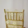 Housse de chaise en dentelle brodée or/blanc, 10 pièces, paillettes brillantes pour décoration de mariage Top Chiavari