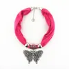 Rhinestone Horse Pendant Ring Necklace Scarves Jewelry Alloy Beads Tassel Pendant Scarf Shawls For Women 6pcs/lot