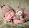 Newborn Infant Baby Girl Boy Photography Props Photo Crochet Knitted Costume Owl Toy + Hat Set M118