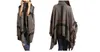 High Turtle Neck Plaid Poncho Women Knitted Striped Tassel Sweater Top