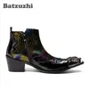 Batzuzhi Batı Tarzı Moda Erkekler Kısa Çizmeler Deri Nefes erkek Ayakkabı Kulübü / Iş / Sahne Çizmeler Erkekler Yüksekliği Artan